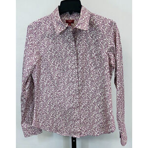 Talbots Women’s Button Down Blouse Shirt Size 10 Petite Haberdashery Long Sleeve